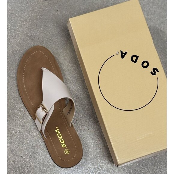 SODA / Suri-S / Leather / Slide / Sandals / With Buckle Detail & Comfort / Bone - Picture 8 of 9